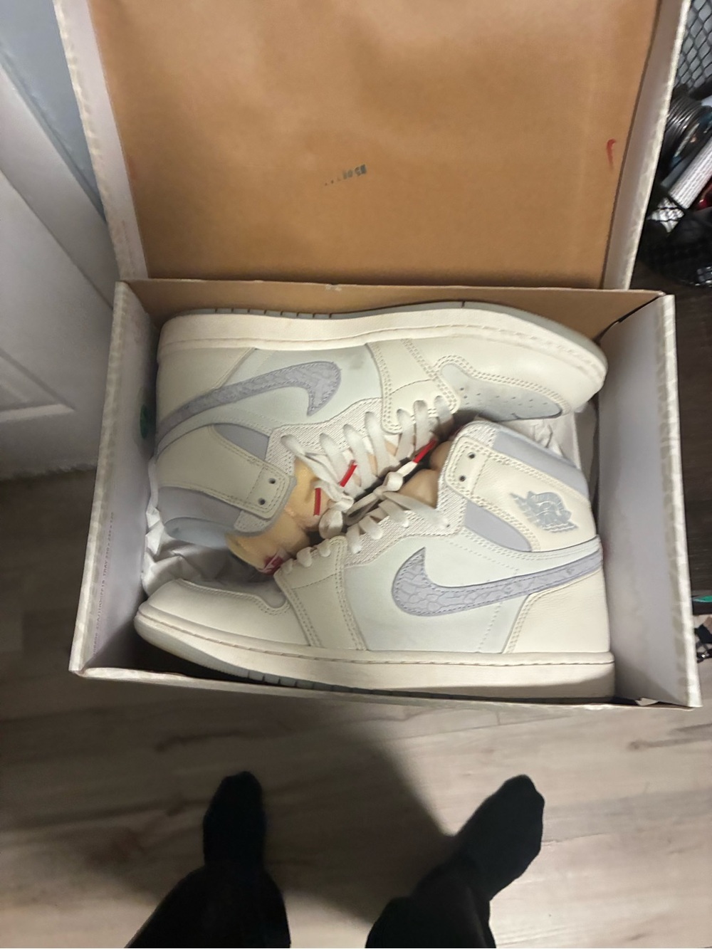 Jordan Men’s High-Top Sneakers in Off-White and Light Gray